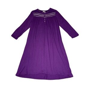 Celestial Dreams Womens Purple Polka Dot Long Sleeve Nightgown XL